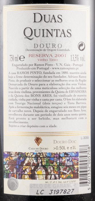 2001 Duas Quintas Reserva red
