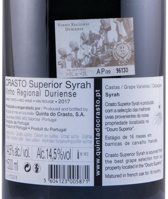 2017 Crasto Superior Syrah tinto 1,5L