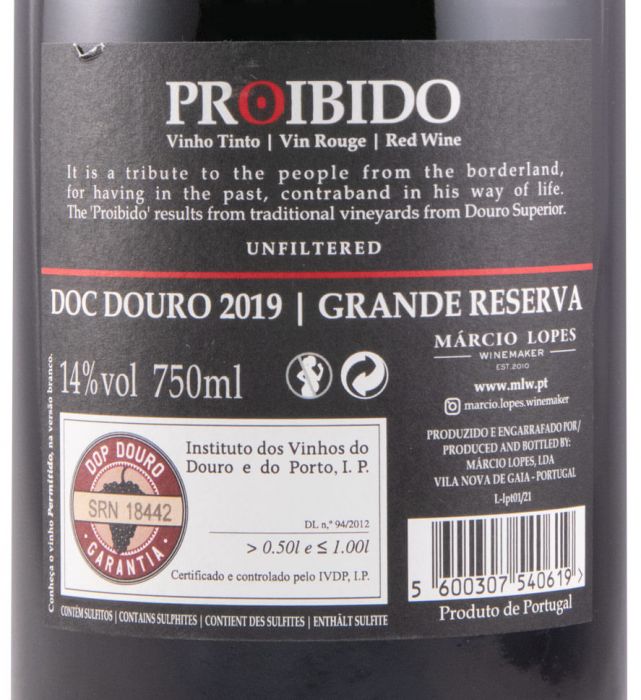 2019 Proibido Grande Reserva tinto