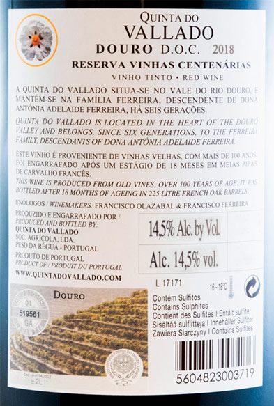 2018 Vallado Reserva red 18L