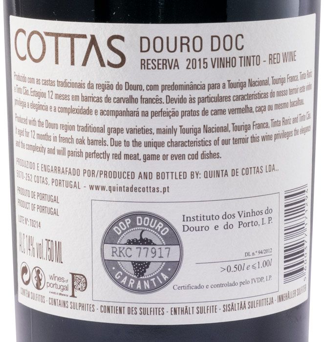 2015 Cottas Reserva red