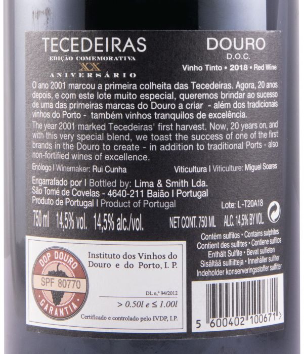 2018 Quinta das Tecedeiras 20 Years Edition red