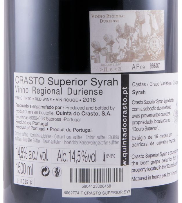 2016 Crasto Superior Syrah tinto 1,5L