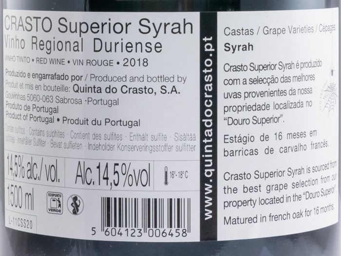 2018 Crasto Superior Syrah tinto 1,5L