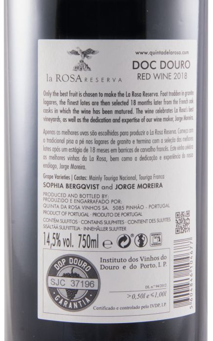 2018 Quinta de la Rosa Reserva tinto