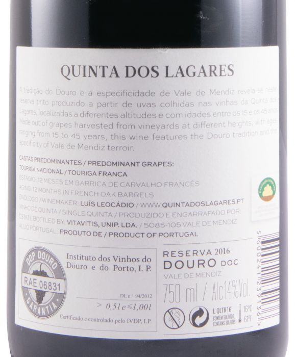 2016 Quinta dos Lagares Reserva red