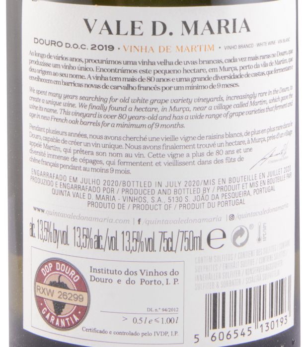 2019 Quinta Vale D. Maria Vinha de Martim white