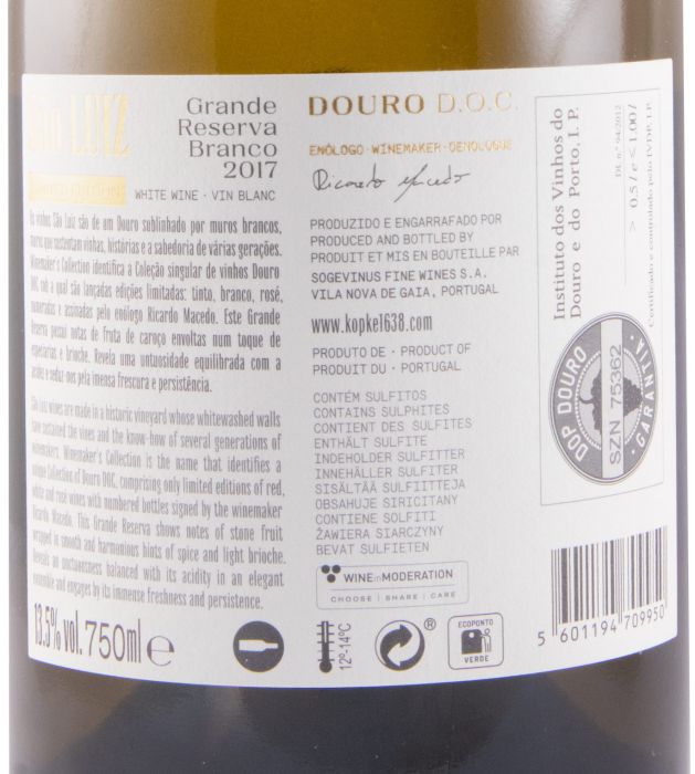 2017 Kopke São Luiz Winemaker's Collection Grande Reserva Edição Limitada branco