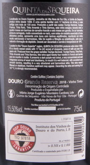 2018 Quinta da Sequeira Grande Reserva red