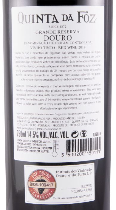 2018 Quinta da Foz Vinhas Velhas Grande Reserva tinto