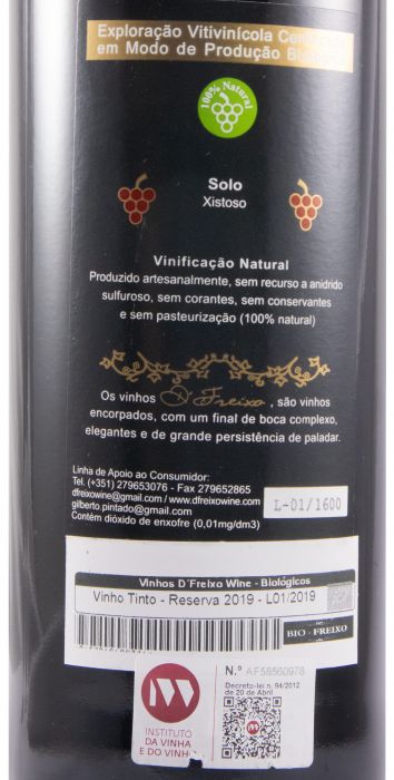 2019 D'Freixo Wine Reserva biológico tinto