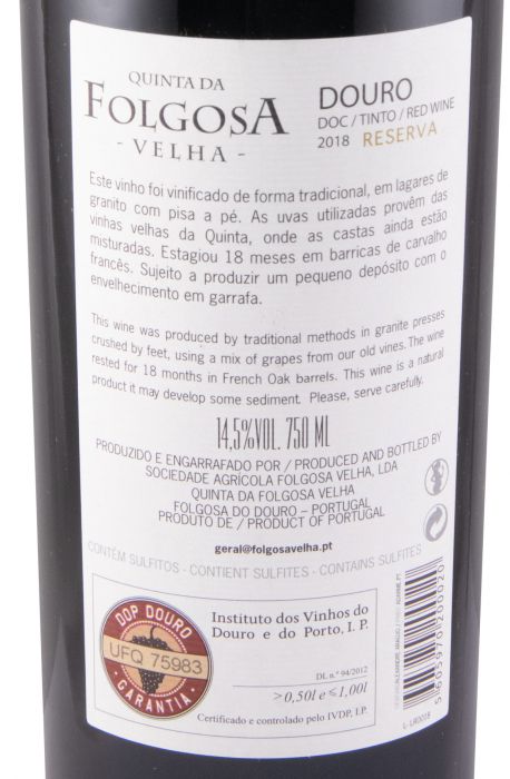 2018 Quinta da Folgosa Velha Reserva tinto