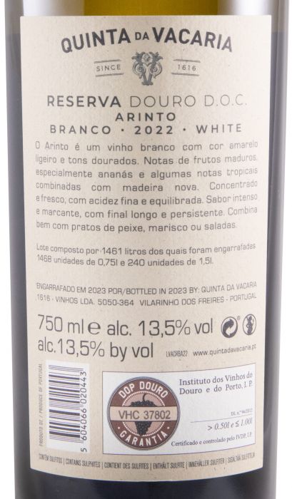 2022 Quinta da Vacaria Arinto Reserva branco