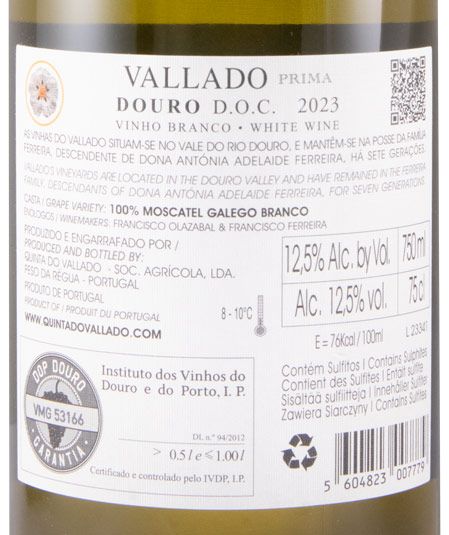 2023 Vallado Prima Moscatel Galego branco