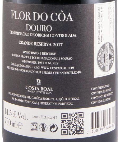 2017 Flor do Côa Grande Reserva tinto