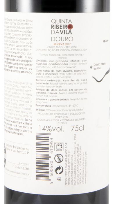 2017 Quinta Ribeiro da Vila Reserva tinto