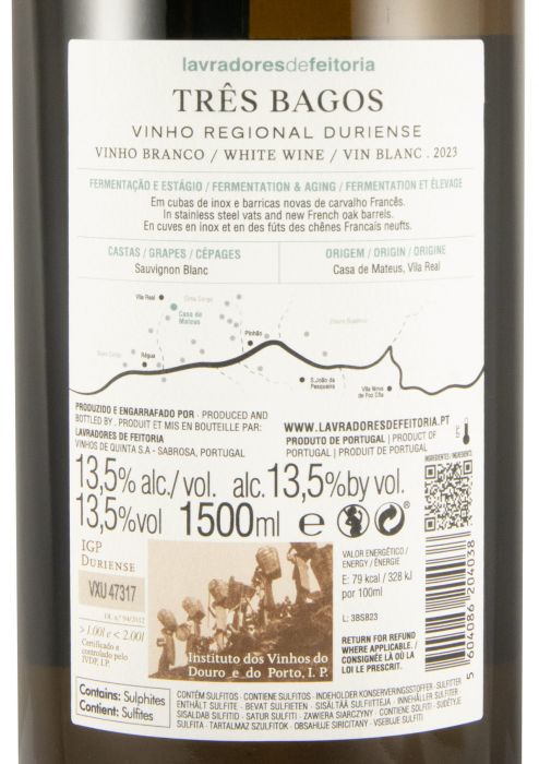 2023 Lavradores de Feitoria Três Bagos Sauvignon Blanc branco 1,5L