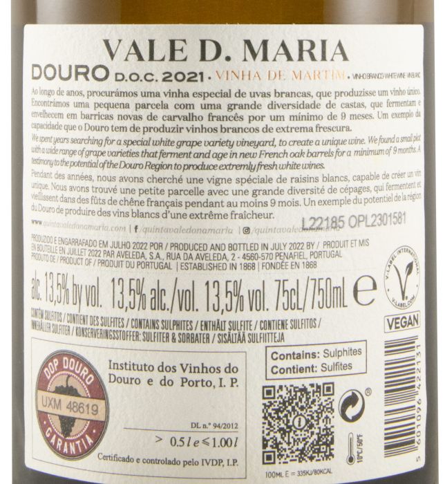 2021 Vale D. Maria Vinha de Martim branco