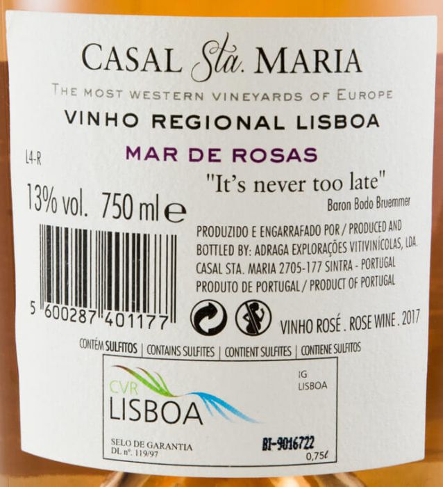 2017 Casal Sta. Maria Mar de Rosas rosé