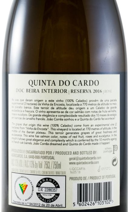 2016 Quinta do Cardo Reserva Caladoc organic rosé