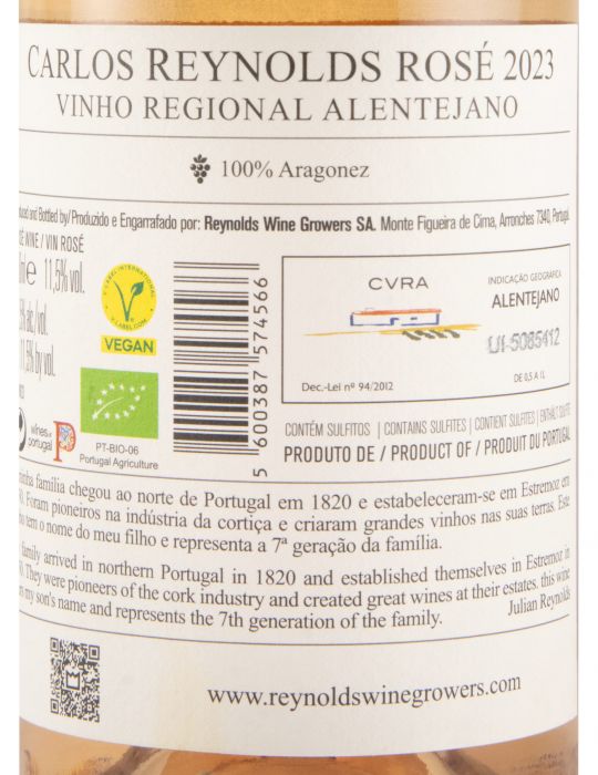 2023 Carlos Reynolds biológico rosé