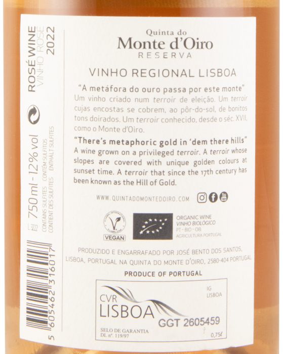 2022 Quinta do Monte d'Oiro Reserva biológico rosé