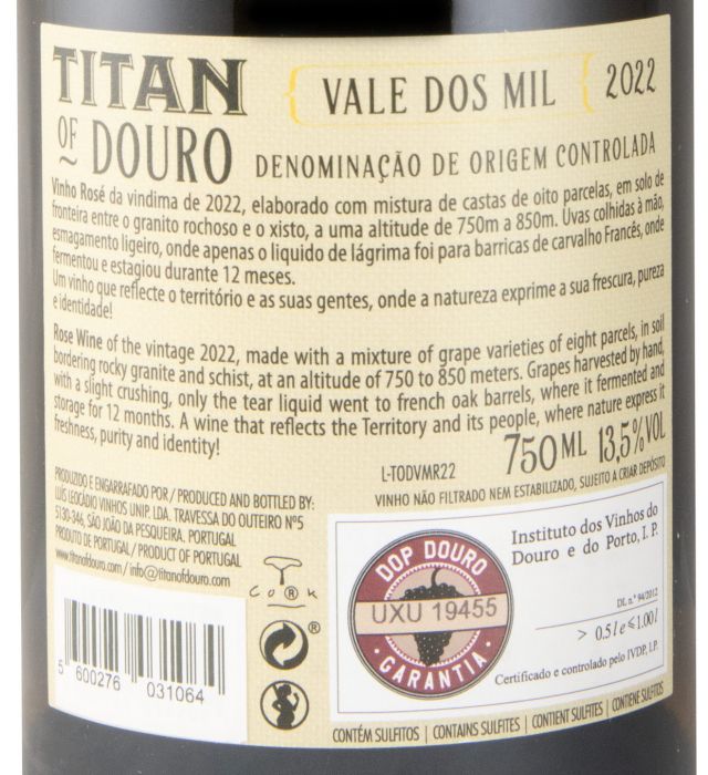 2022 Titan of Douro Vale dos Mil rosé