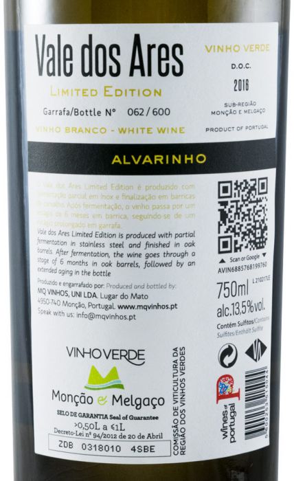 2016 Vale dos Ares Limited Edition Alvarinho branco
