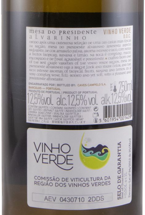 2020 Mesa do Presidente Alvarinho branco