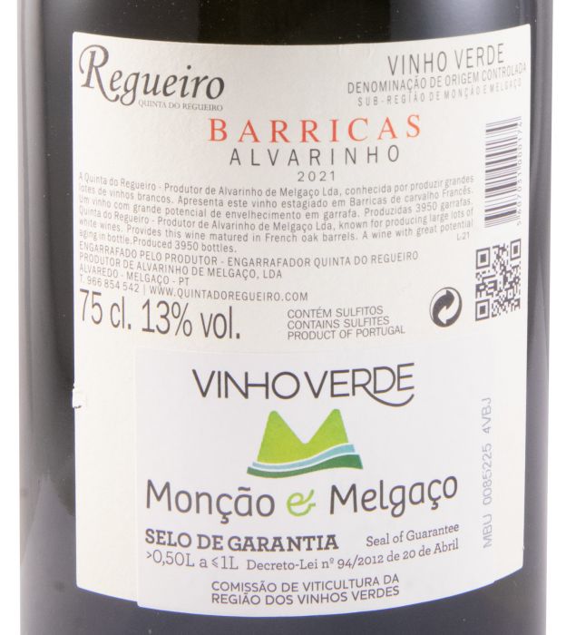 2021 Quinta do Regueiro Barricas Alvarinho branco