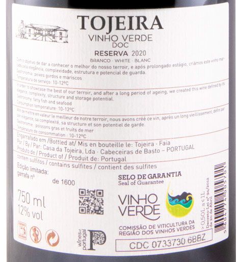 2020 Tojeira Reserva white