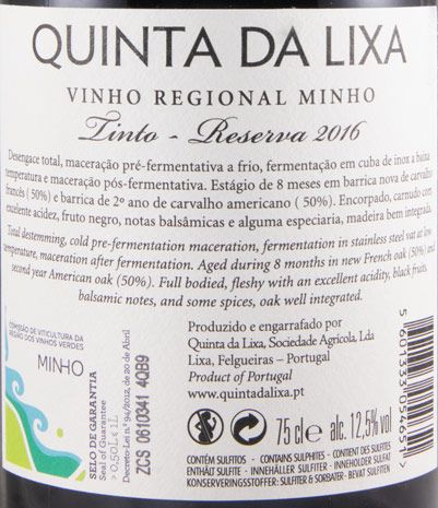 2016 Quinta da Lixa Reserva tinto