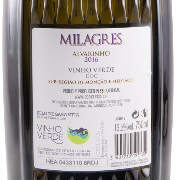 2016 Milagres Alvarinho branco