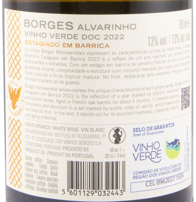 2022 Borges Estagiado em Barrica Alvarinho branco