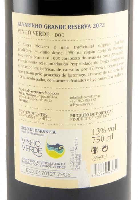 2022 Molares Obra Completa Alvarinho Grande Reserva branco