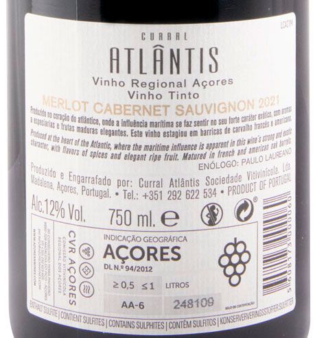 2021 Curral Atlântis Merlot & Cabernet Sauvignon tinto