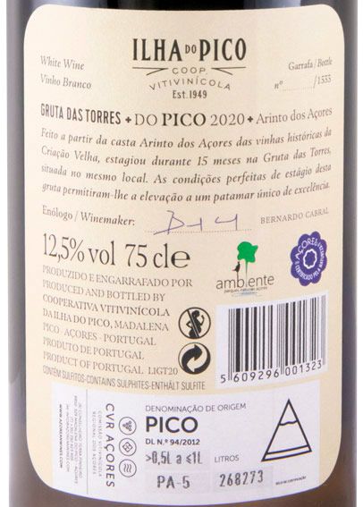 2020 Picowines Gruta das Torres Arinto dos Açores branco