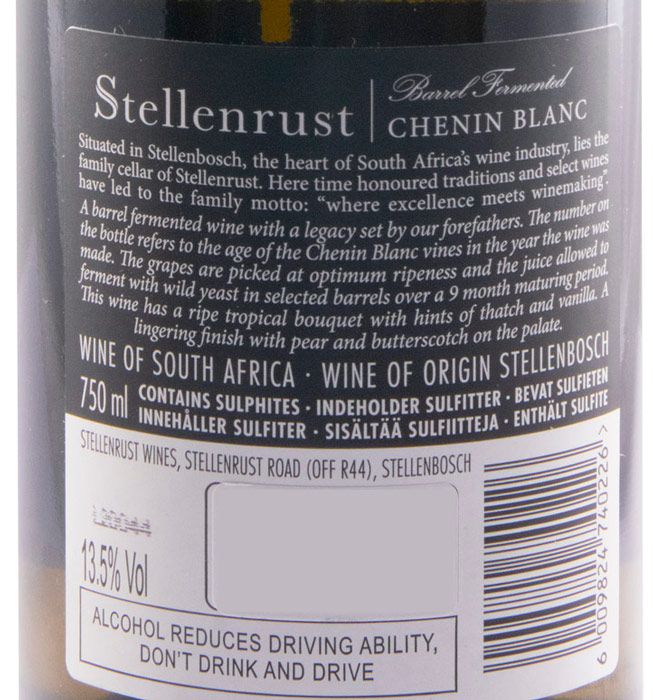 2019 Stellenrust Barrel Fermented Chenin Blanc branco