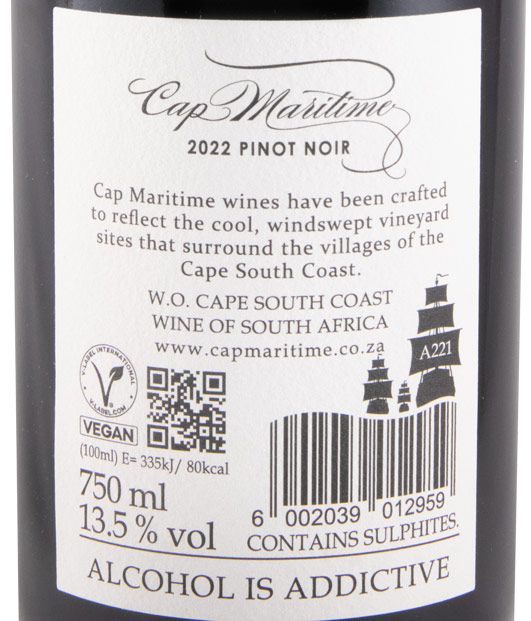 2022 Cap Maritime Pinot Noir Coastal tinto