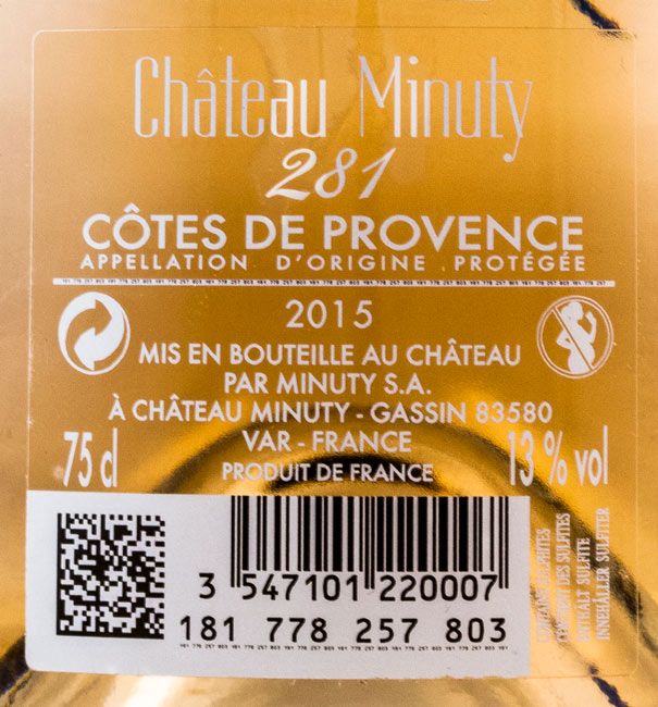 2015 Château Minuty 281 Provence rose