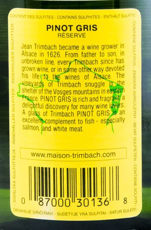 2012 Maison Trimbach Pinot Gris Reserva Alsace branco