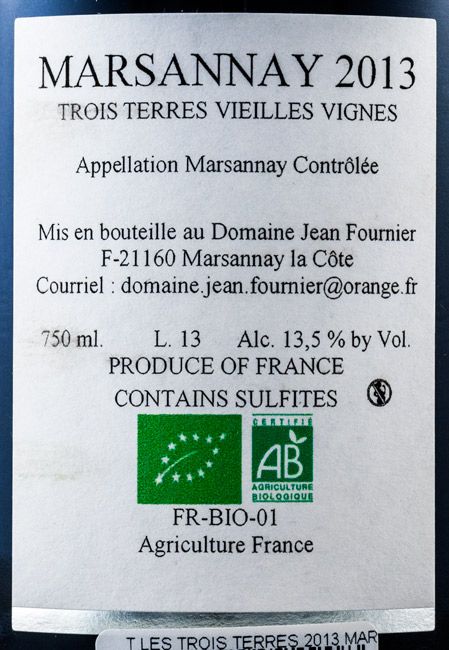 2013 Domaine Jean Fournier Les Trois Terres Marsannay biológico tinto