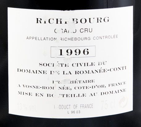 DRC RICHEBOURG 赤ワイン 1996年 2009年 空瓶