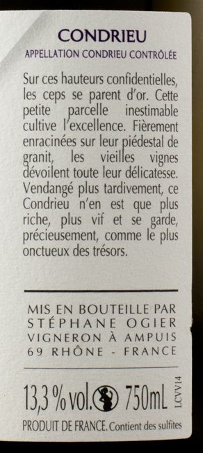 2014 Michel & Stephane Ogier Les Vieilles Vignes Condrieu white
