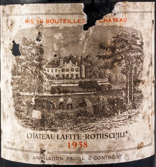 1958 Château Lafite Barons de Rothschild Pauillac tinto (nível baixo)