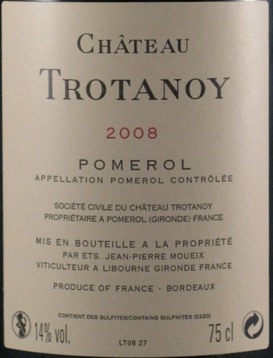2008 Château Trotanoy Pomerol tinto