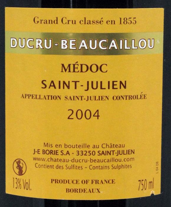 2004 Château Ducru-Beaucaillou Saint-Julien red