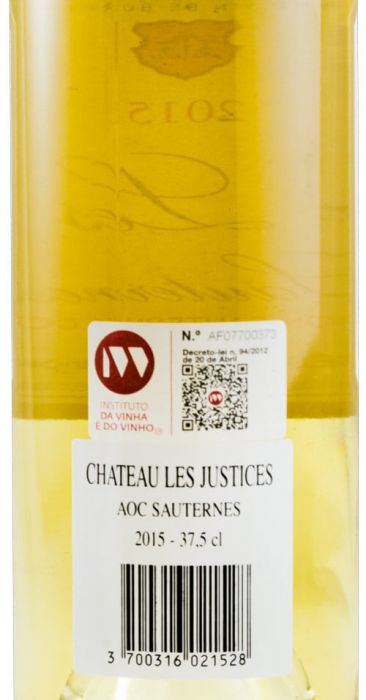2015 Château Les Justices Sauternes Gonet-Medeville branco 37,5cl