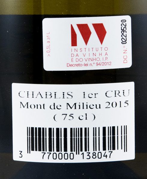 2015 Domaine Nathalie & Gilles Fèvre Mont de Milieu Chablis branco