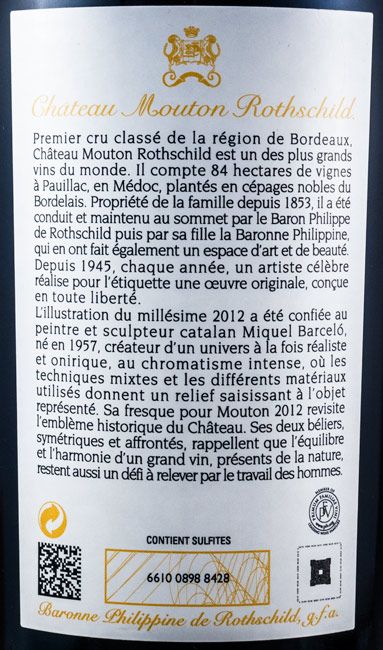 2012 Château Mouton Rothschild Pauillac tinto